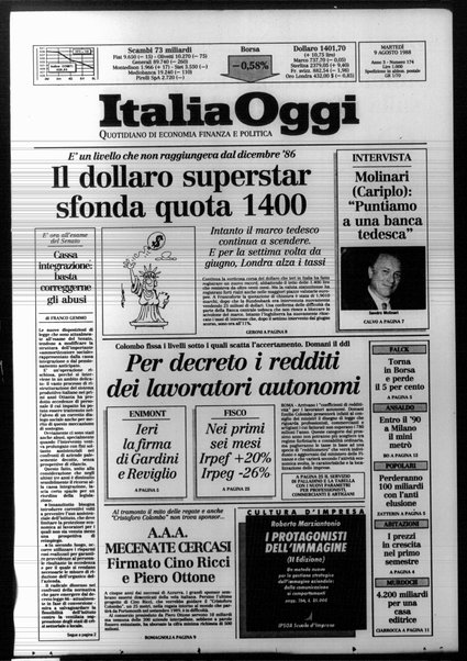 Italia oggi : quotidiano di economia finanza e politica